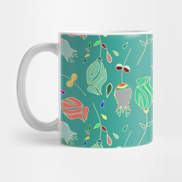 Green Tulip Floral Pattern by FloralPatterns